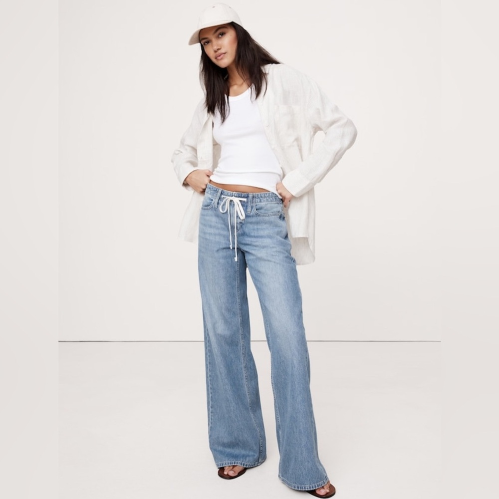 Banana Republic MID-RISE WIDE-LEG DRAWSTRING JEAN